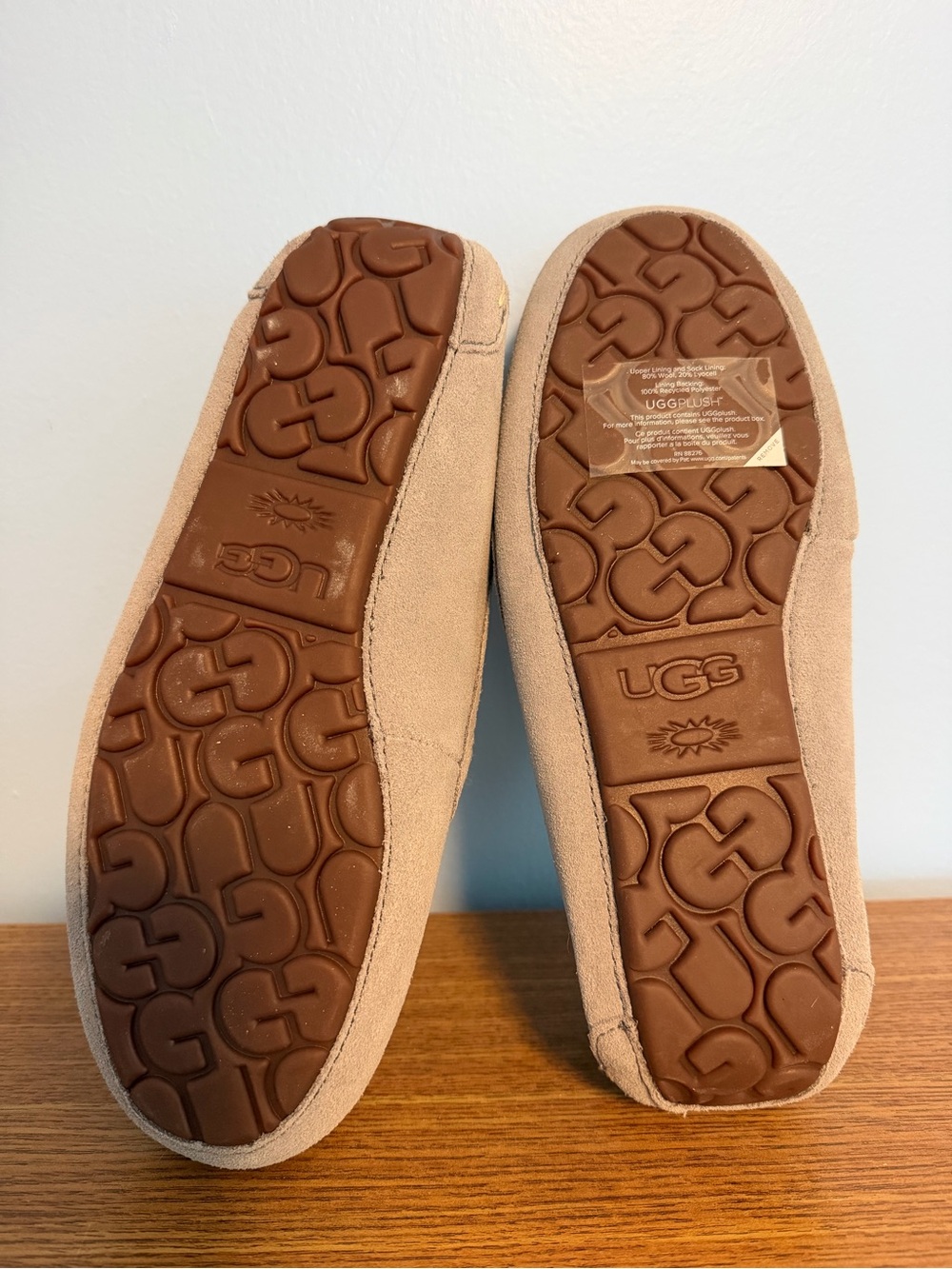 UGG Ansley Women’s Suede Moccasin Slippers in Light Gray with Shearling Lining - Picture 4 of 9